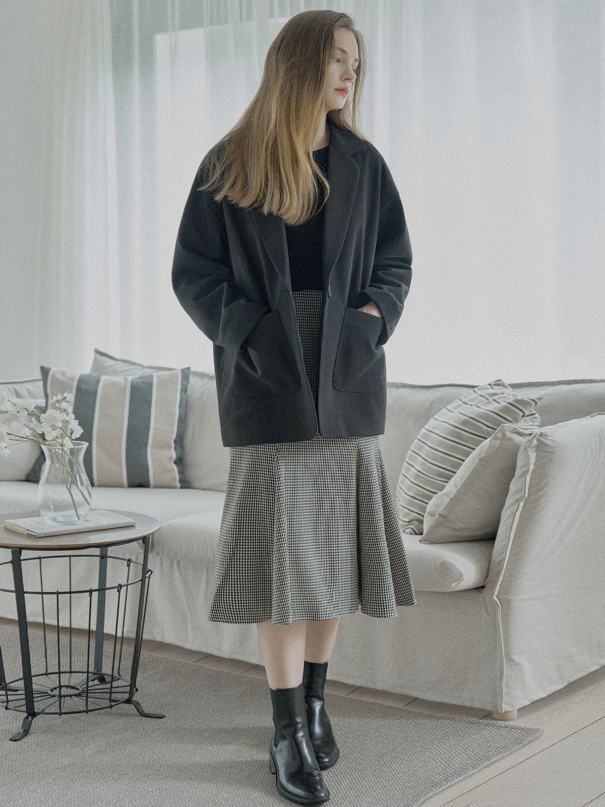 아방(AVANT-G) Swallow Pattern Mermaid Skirt - IVORY