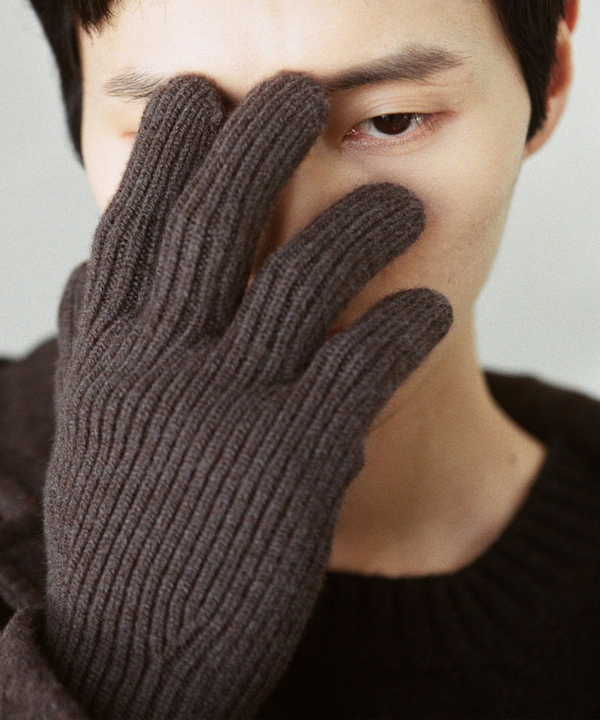 홀리선(HORLISUN) Bless Wool Rib Finger Gloves Spain Olive
