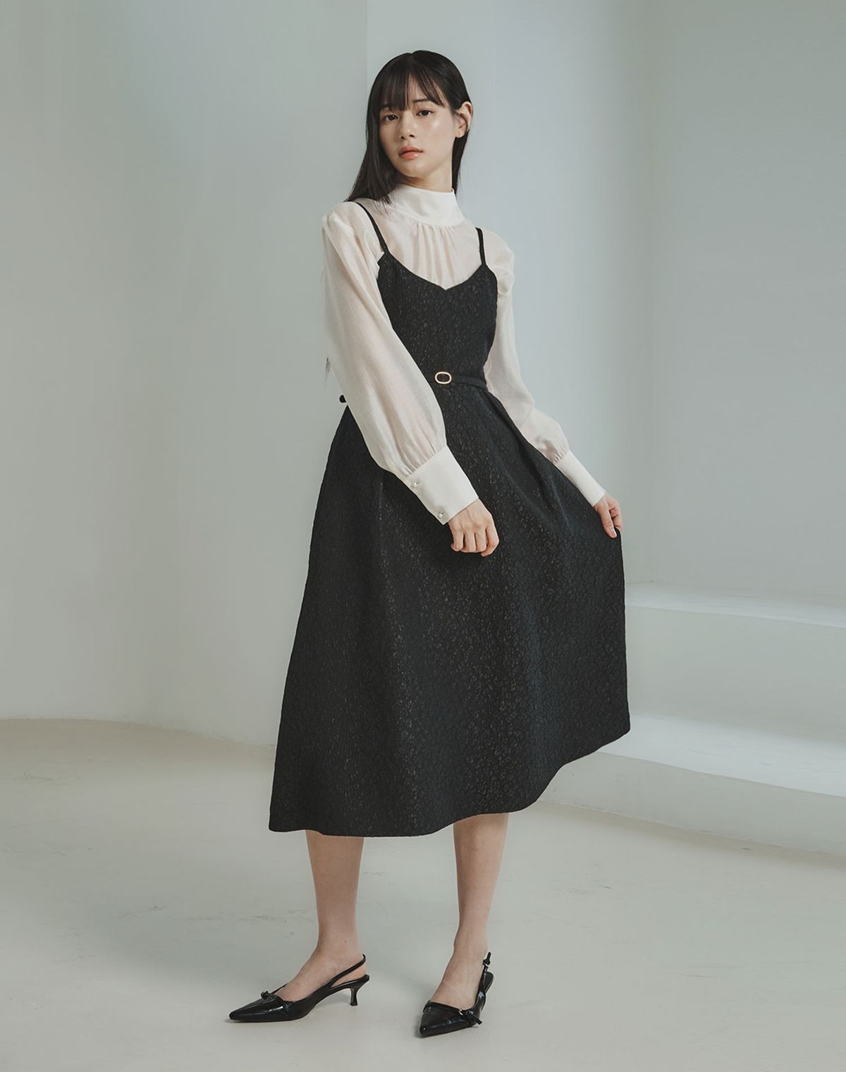 지에마르(GIEMAR) FLOWER BUSTIER DRESS BLACK 플라워 뷔스티에 드레스 블랙