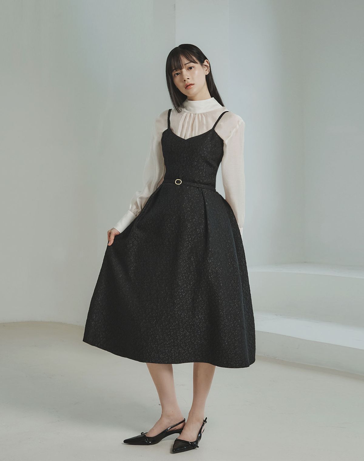 지에마르(GIEMAR) FLOWER BUSTIER DRESS BLACK 플라워 뷔스티에 드레스 블랙