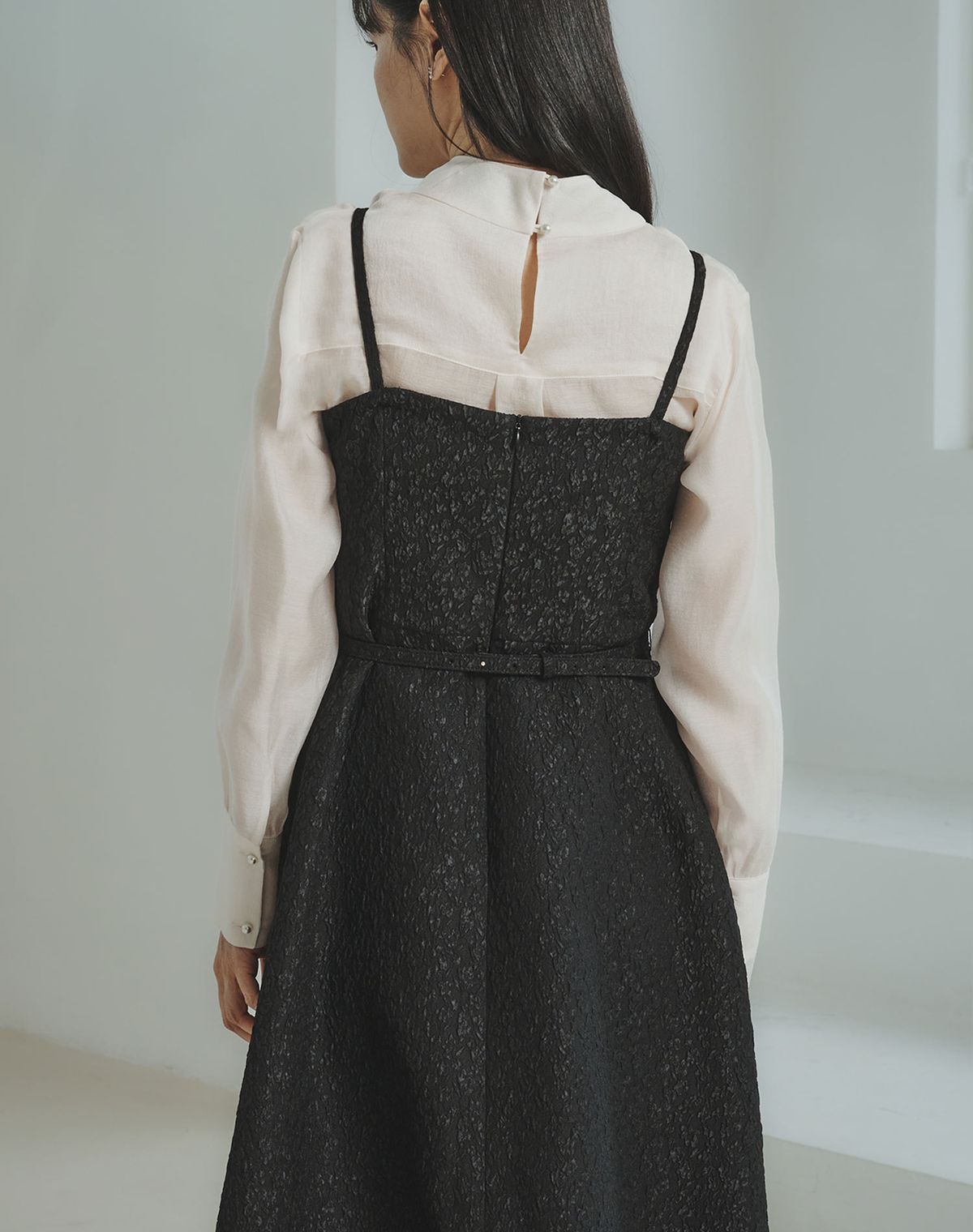 지에마르(GIEMAR) FLOWER BUSTIER DRESS BLACK 플라워 뷔스티에 드레스 블랙