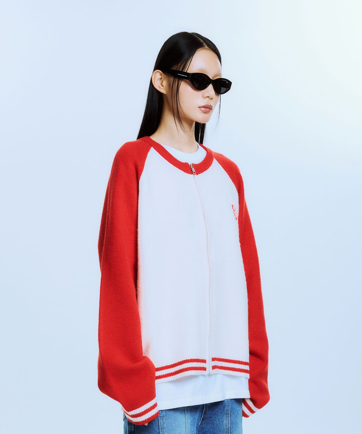 아카이브 볼드(ARCHIVE BOLD) 939 RAGLAN KNIT ZIP-UP (RED)