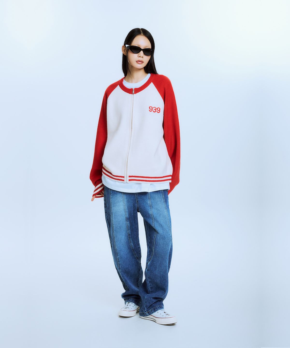 아카이브 볼드(ARCHIVE BOLD) 939 RAGLAN KNIT ZIP-UP (RED)