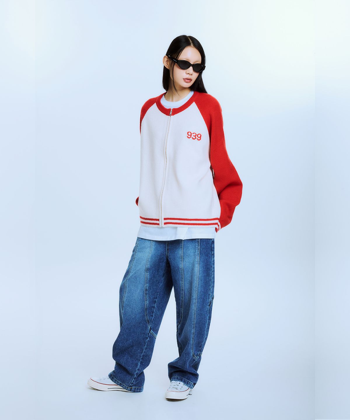 아카이브 볼드(ARCHIVE BOLD) 939 RAGLAN KNIT ZIP-UP (RED)