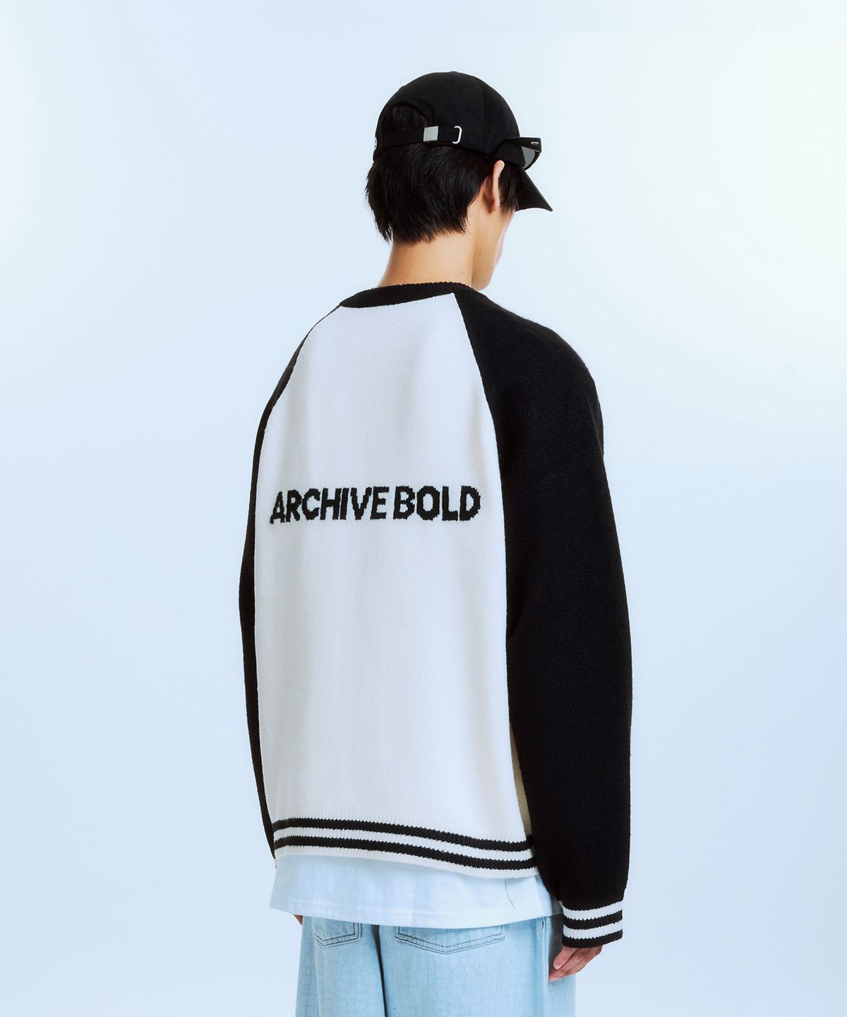아카이브 볼드(ARCHIVE BOLD) 939 RAGLAN KNIT ZIP-UP (BLACK)