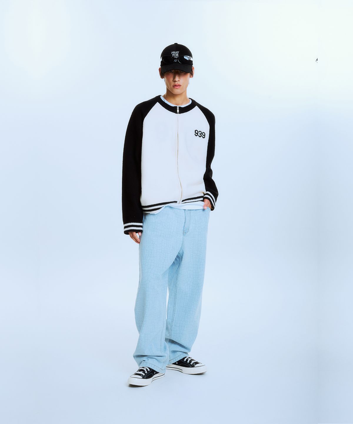 아카이브 볼드(ARCHIVE BOLD) 939 RAGLAN KNIT ZIP-UP (BLACK)