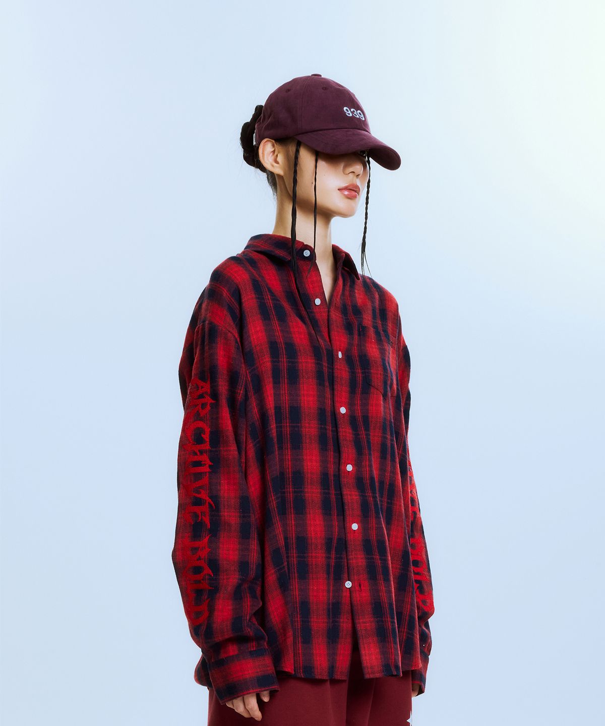 아카이브 볼드(ARCHIVE BOLD) AB EMBROIDERY CHECK SHIRTS (RED)