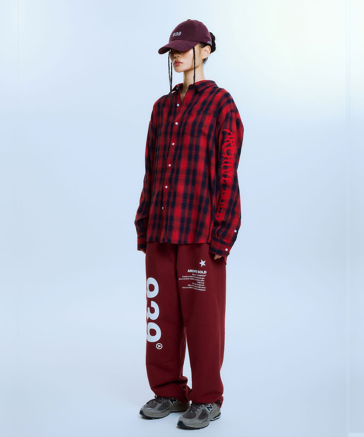 아카이브 볼드(ARCHIVE BOLD) AB EMBROIDERY CHECK SHIRTS (RED)
