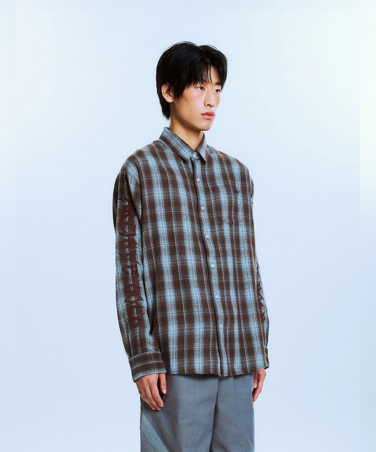 아카이브 볼드(ARCHIVE BOLD) AB EMBROIDERY CHECK SHIRTS (BROWN)