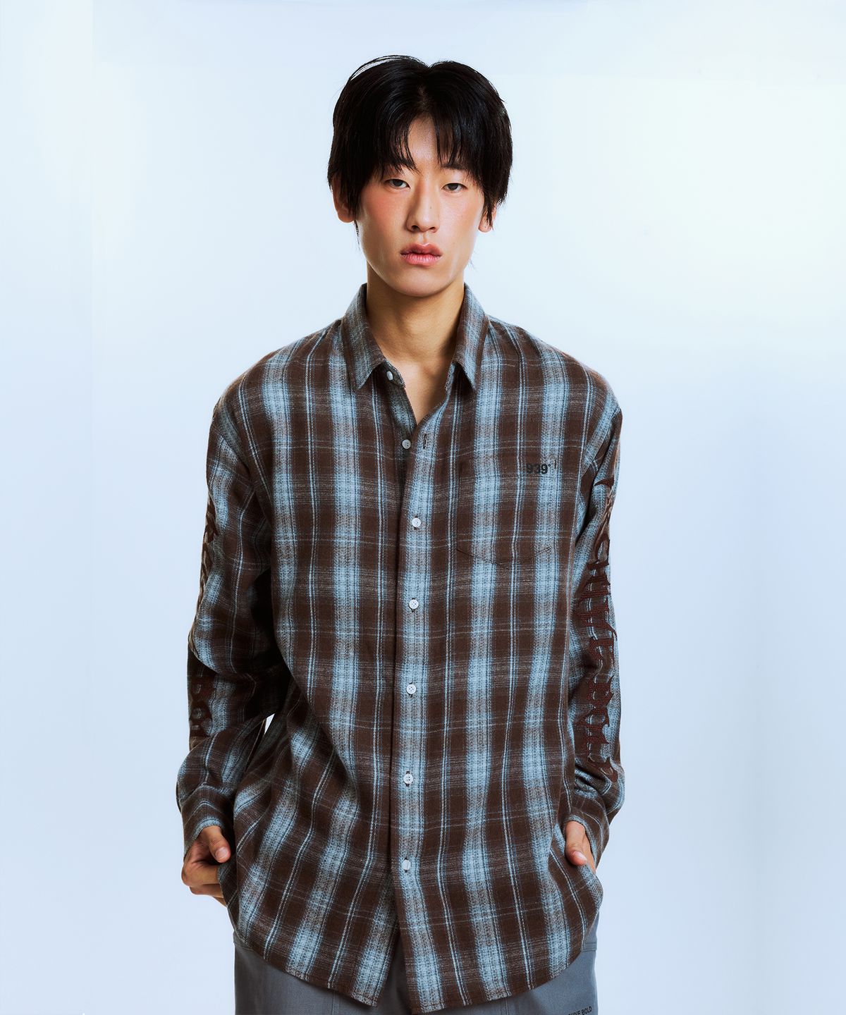 아카이브 볼드(ARCHIVE BOLD) AB EMBROIDERY CHECK SHIRTS (BROWN)