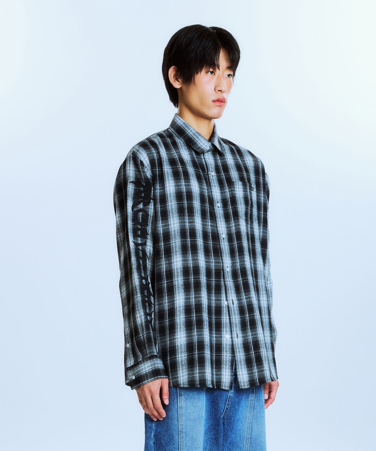 아카이브 볼드(ARCHIVE BOLD) AB EMBROIDERY CHECK SHIRTS (BLACK)