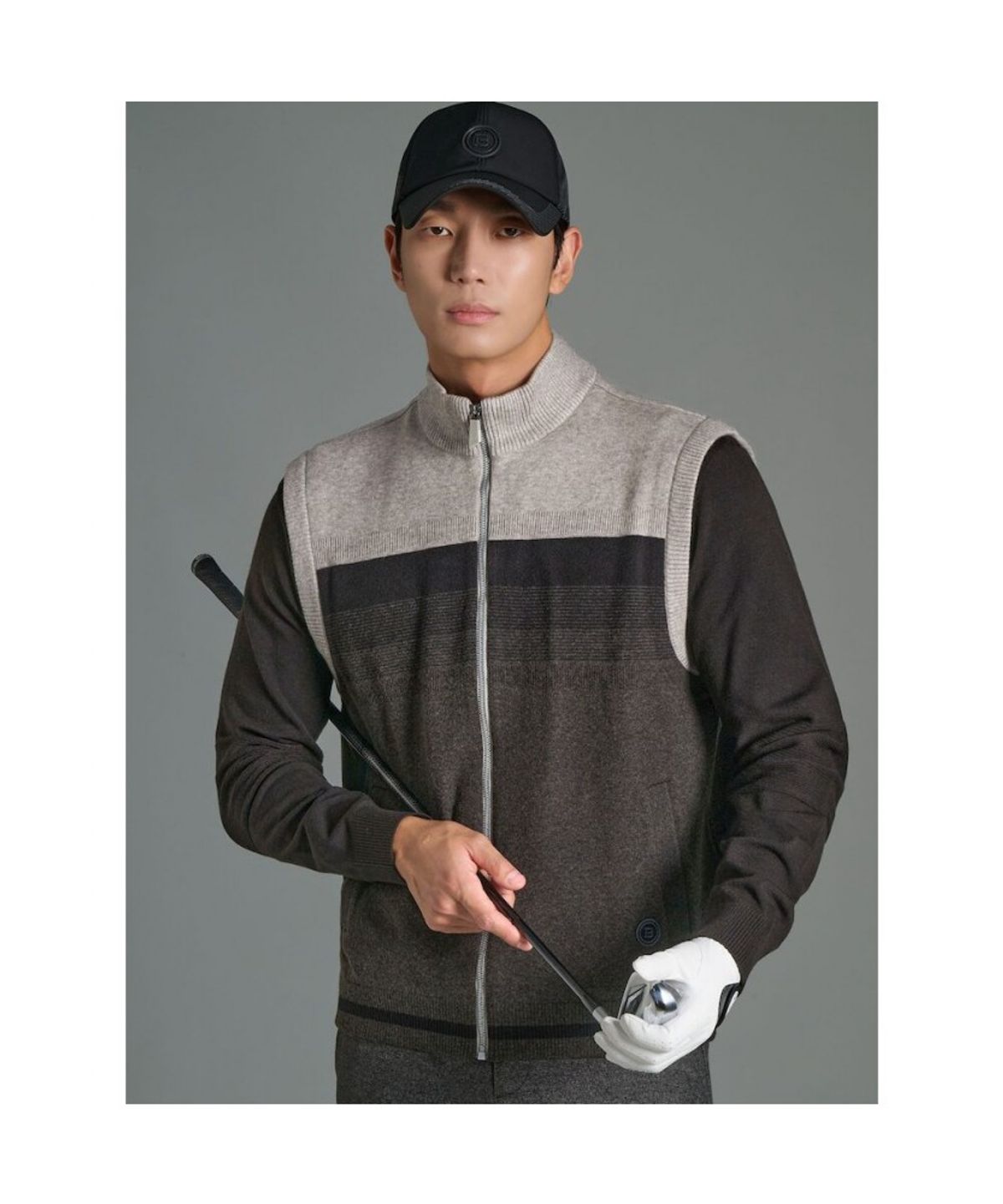 빈폴골프(BEANPOLE GOLF) 남성 니트 경량 풀집업 카디건 베스트  블랙