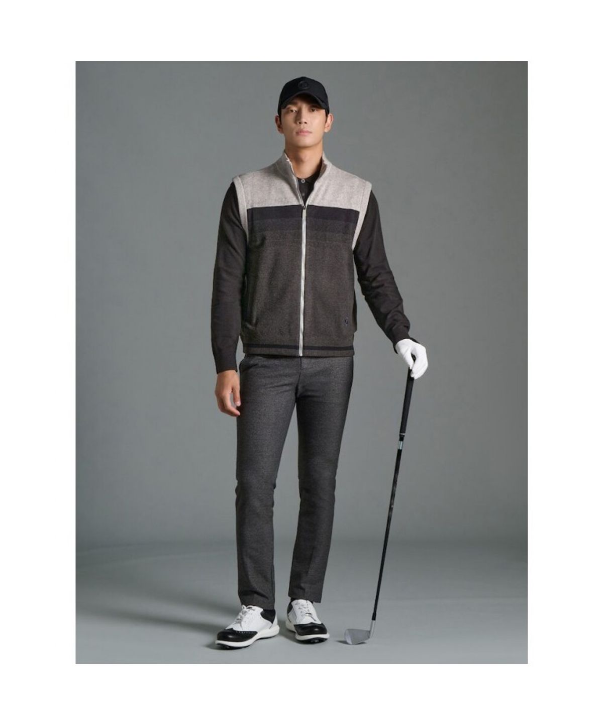 빈폴골프(BEANPOLE GOLF) 남성 니트 경량 풀집업 카디건 베스트  블랙