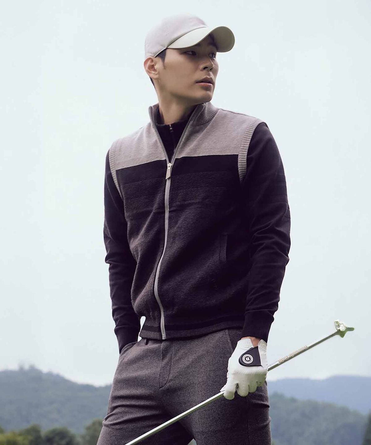 빈폴골프(BEANPOLE GOLF) 남성 니트 경량 풀집업 카디건 베스트  블랙