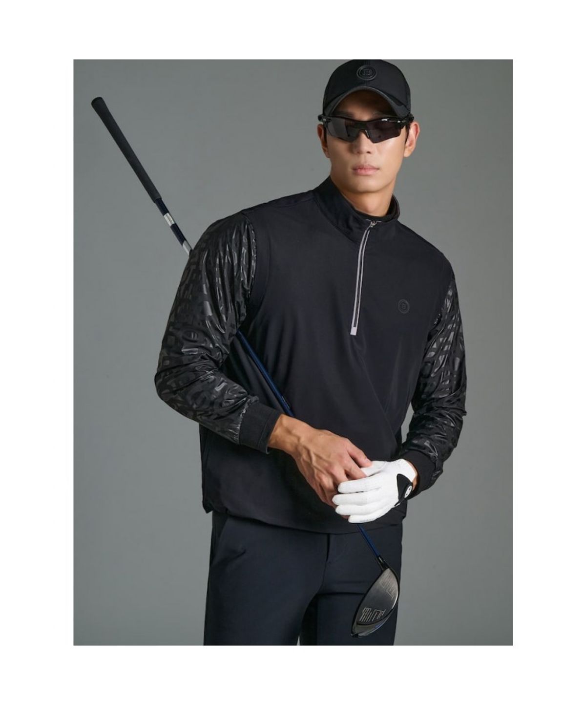 빈폴골프(BEANPOLE GOLF) 남성 니트 배색 하이브리드 베스트  블랙