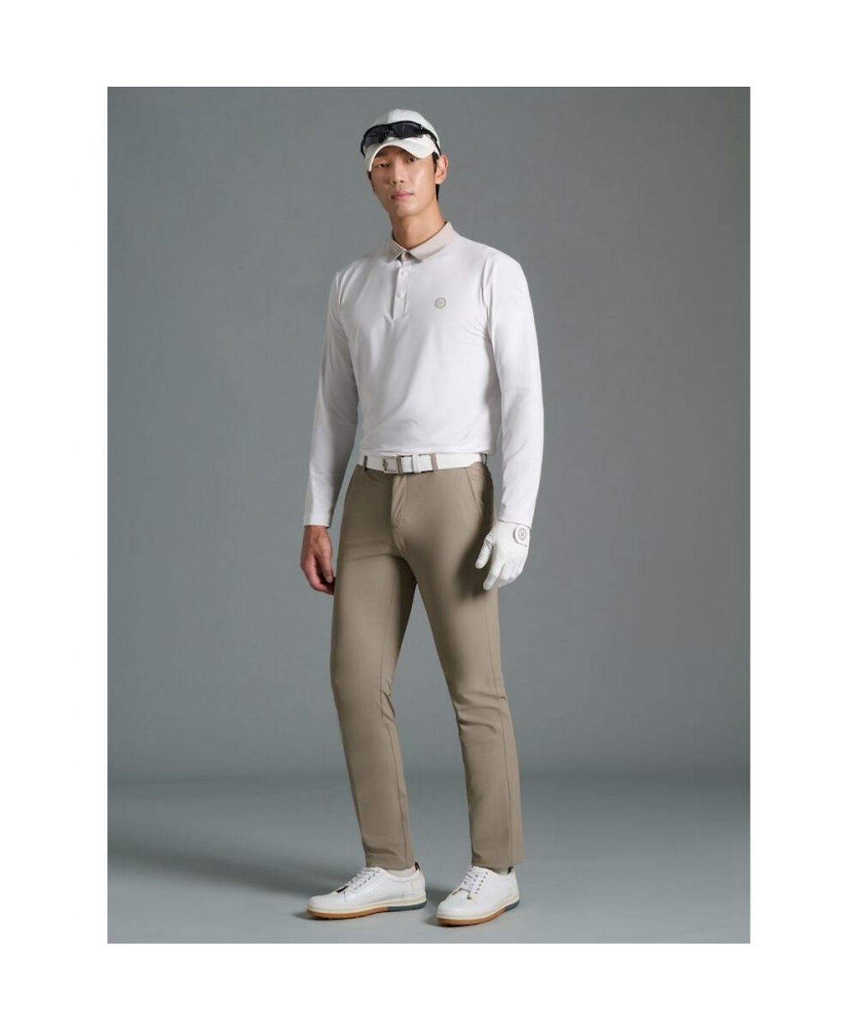 빈폴골프(BEANPOLE GOLF) 남성 액션 밴드 디테일 티셔츠  화이트