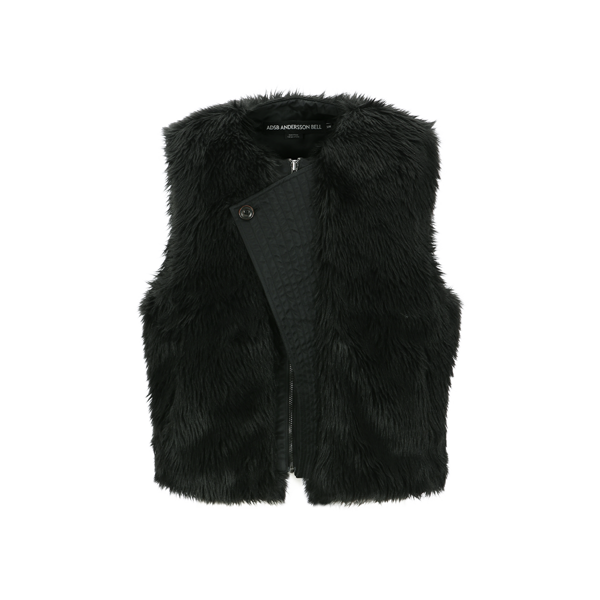 앤더슨벨(ADSB ANDERSSON BELL) UNISEX CURVED PLACKET REVERSIBLE FAUX-FUR VEST awa723u(BLACK)