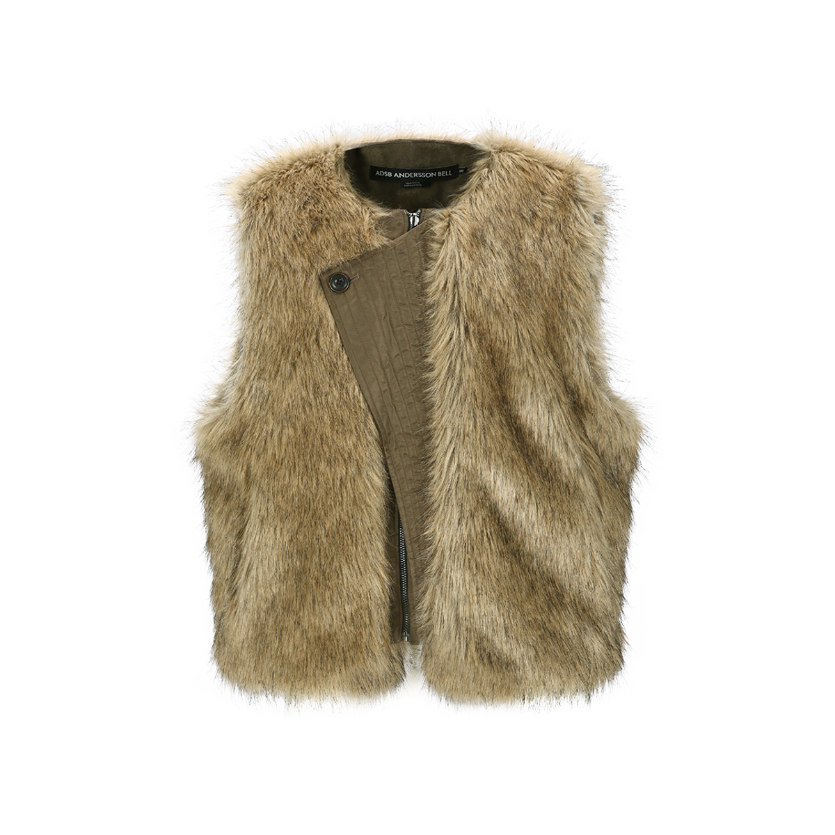 앤더슨벨(ADSB ANDERSSON BELL) UNISEX CURVED PLACKET REVERSIBLE FAUX-FUR VEST awa722u(BROWN)
