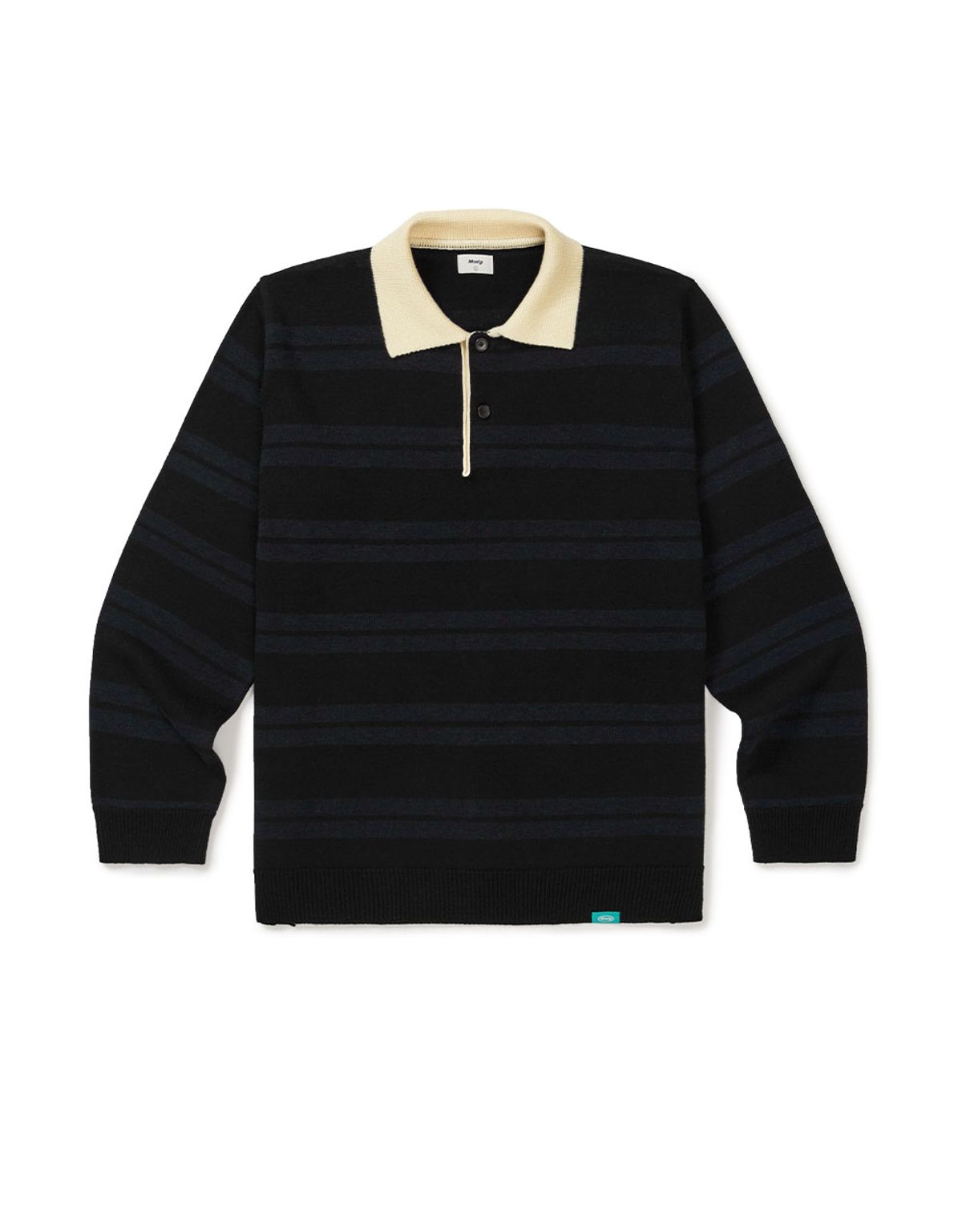 엠엠엘지(MMLG) [Mmlg] STRIPE COLLAR KNIT (BLACK)
