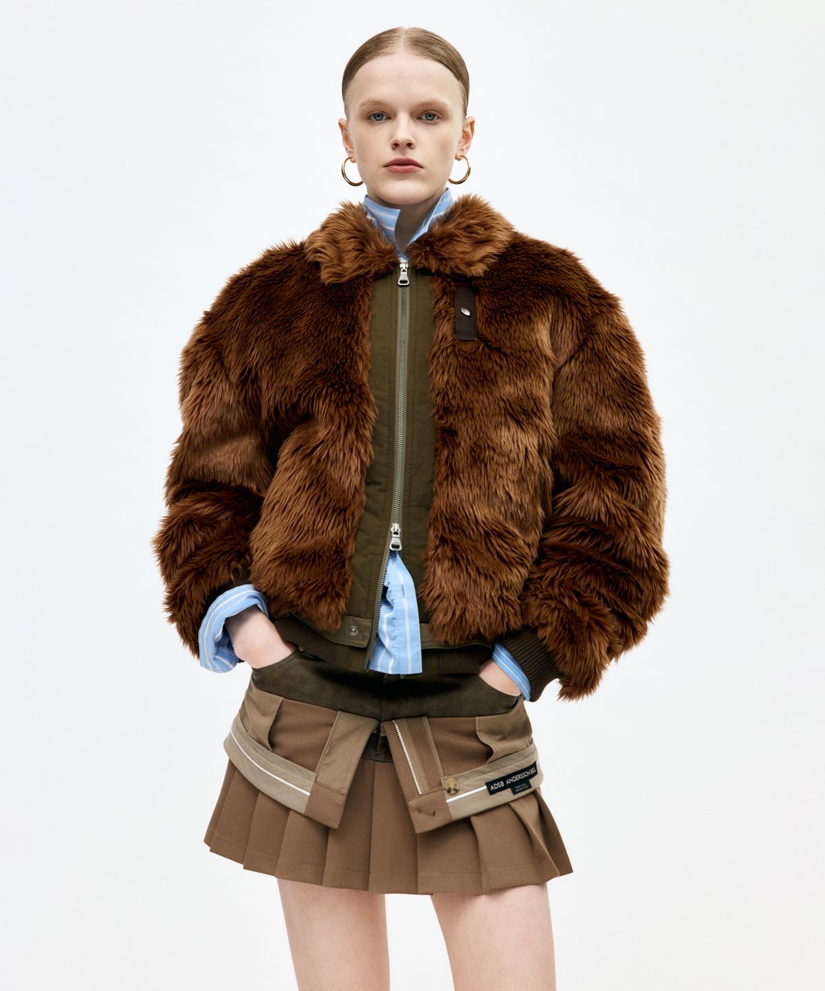 앤더슨벨(ADSB ANDERSSON BELL) UNISEX FLIGHT FUR BOMBER JACKET awa710u(BROWN)