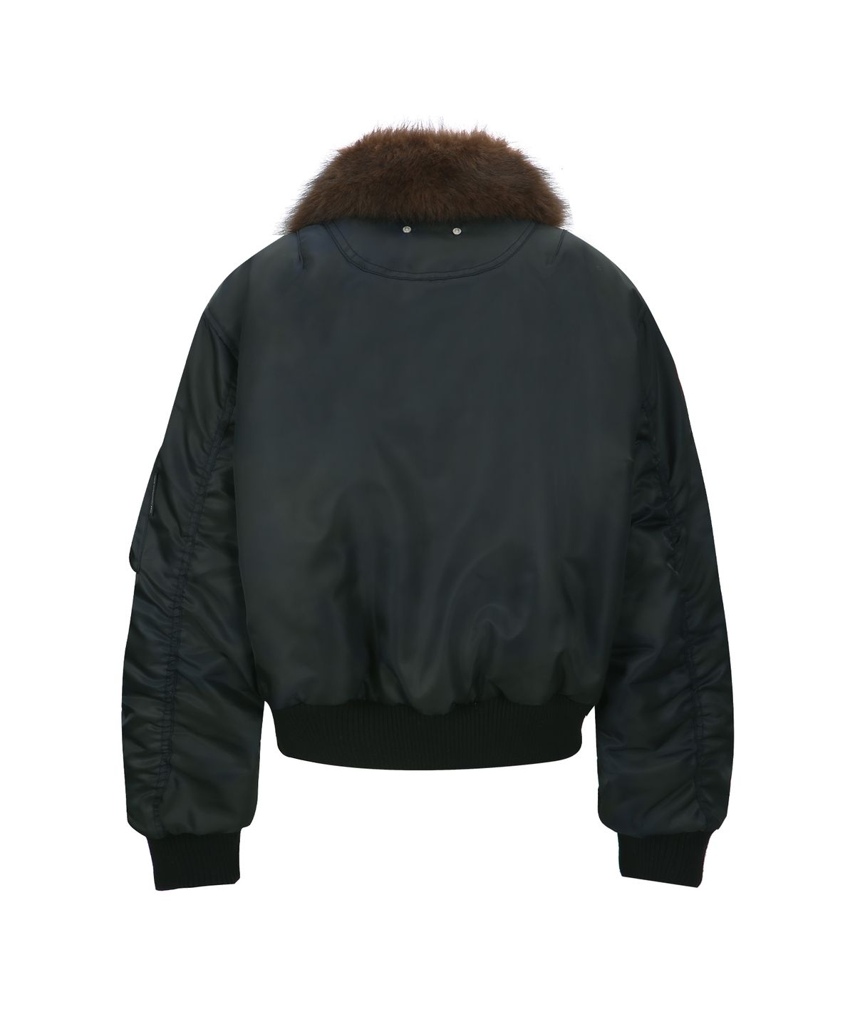 앤더슨벨(ADSB ANDERSSON BELL) FUR COLLAR LEATHER PATCH MA-1 BOMBER awa736u(BLACK)