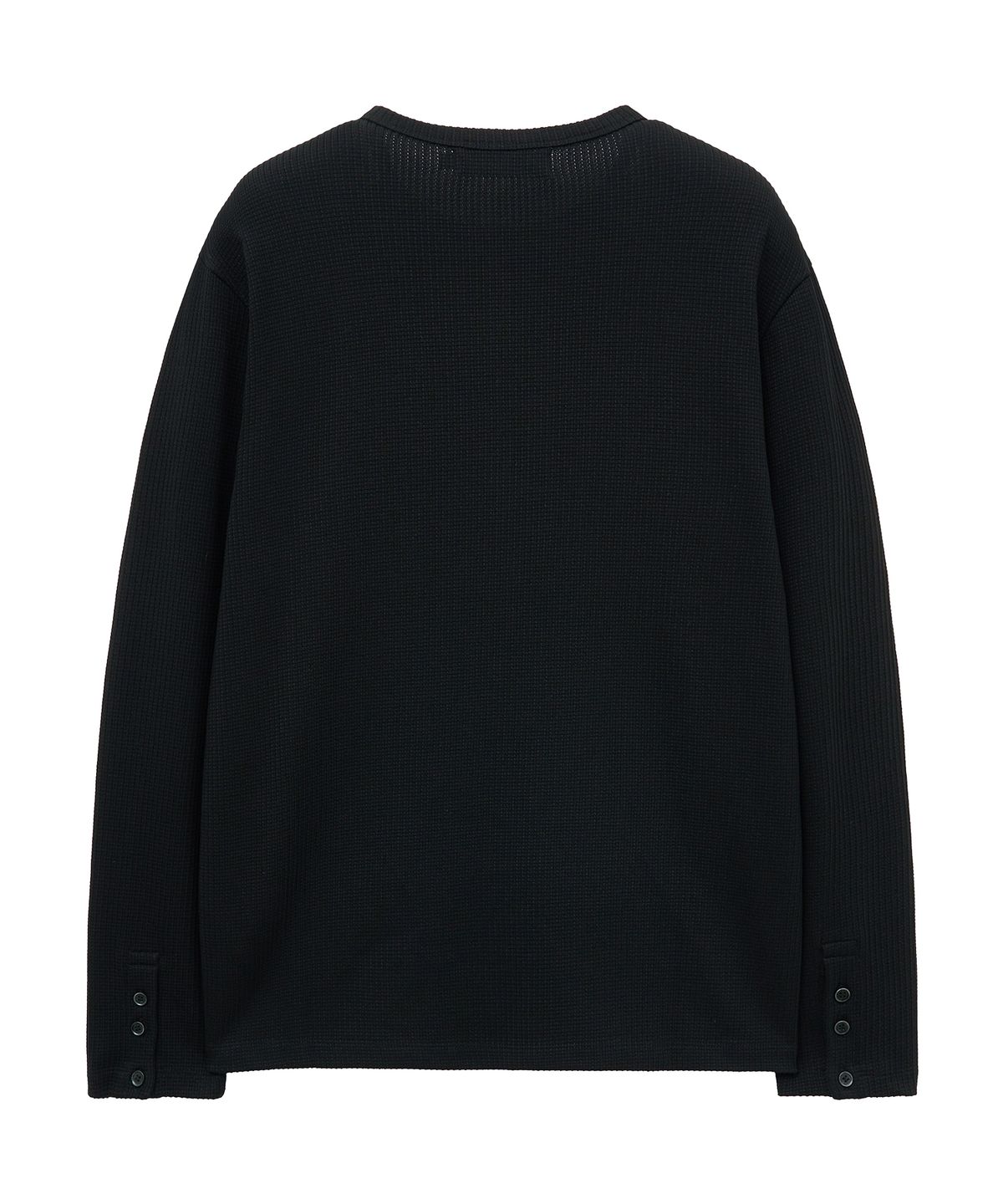 언지미크(UNGIMMICK) WAFFLE HENLEY NECK T-SHIRT (BLACK)