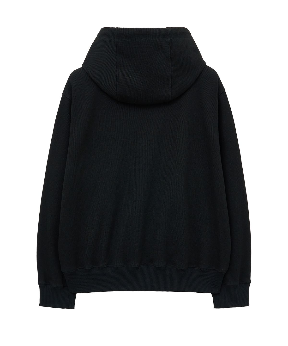 언지미크(UNGIMMICK) LEATHER POCKET MILANO HOODED ZIP-UP (BLACK)