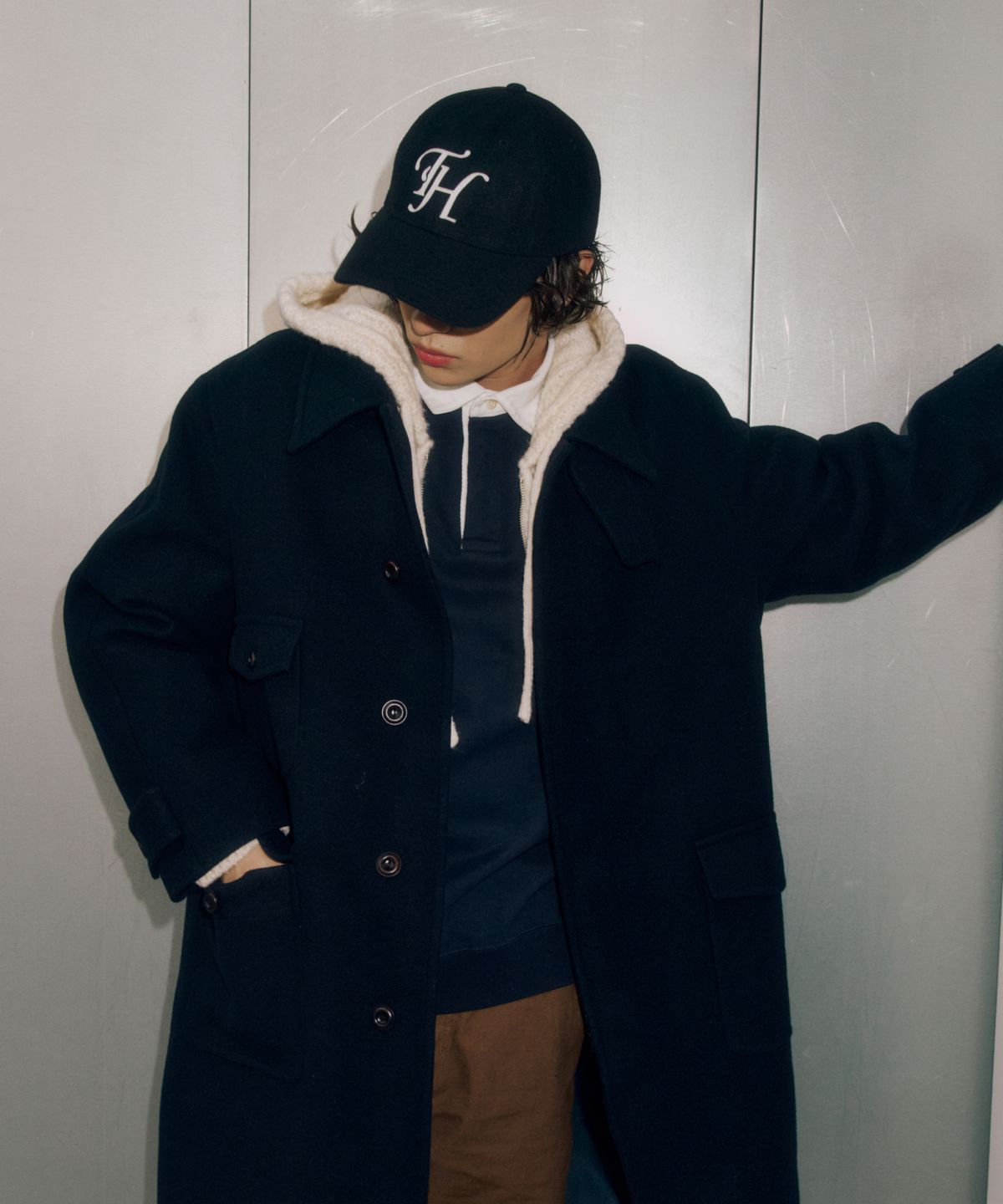 트래픽하모니(TRAFFIC HARMONY) WOOL BLEND TH APPLIQUE LOGO DEEP-FIT BALLCAP_BLACK