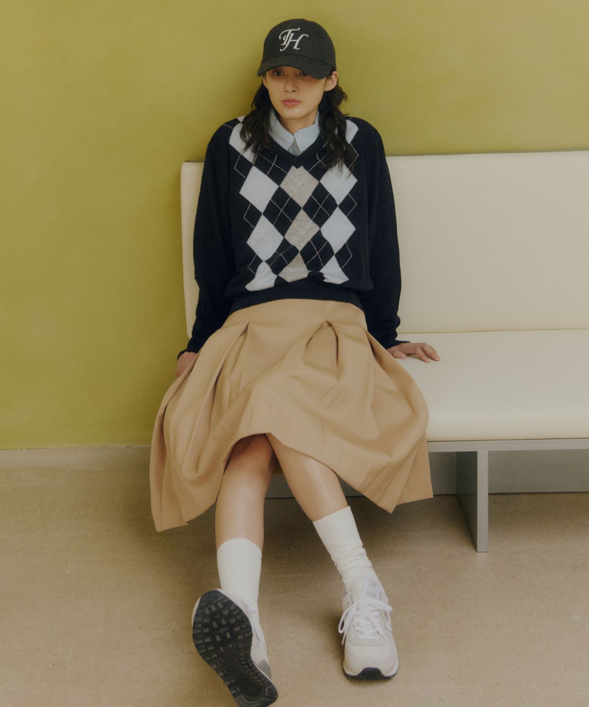트래픽하모니(TRAFFIC HARMONY) WOOL BLEND TH APPLIQUE LOGO DEEP-FIT BALLCAP_GREY