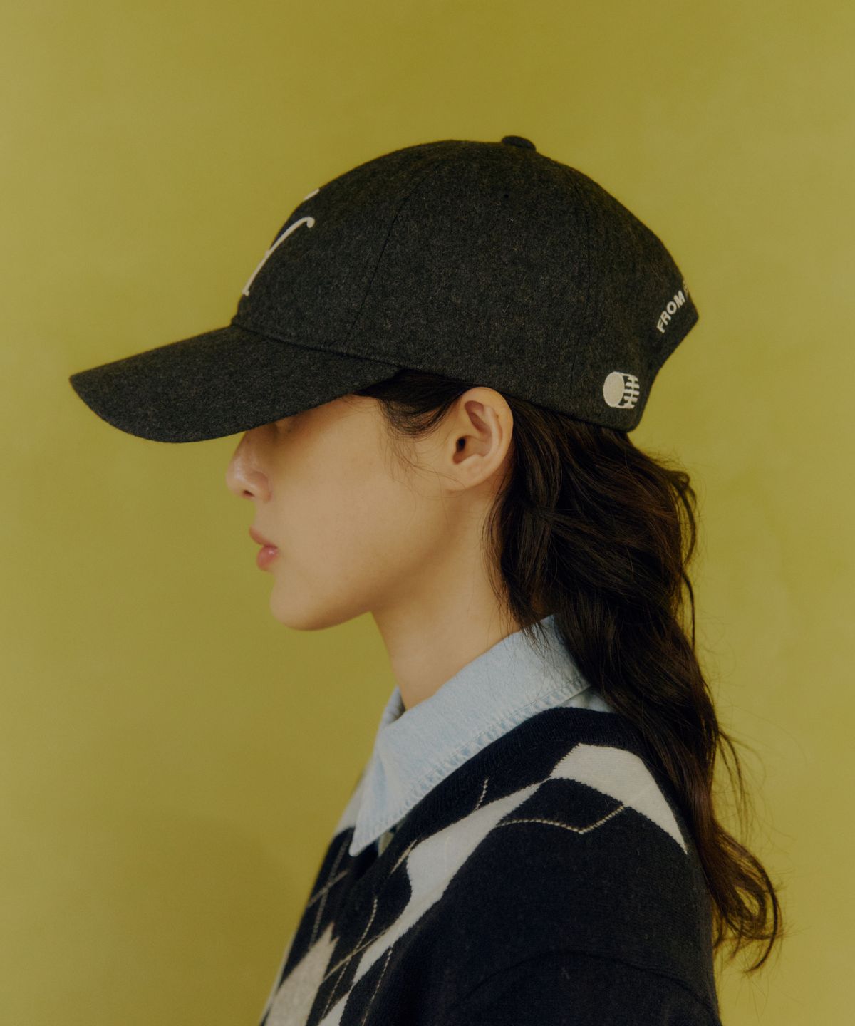 트래픽하모니(TRAFFIC HARMONY) WOOL BLEND TH APPLIQUE LOGO DEEP-FIT BALLCAP_GREY