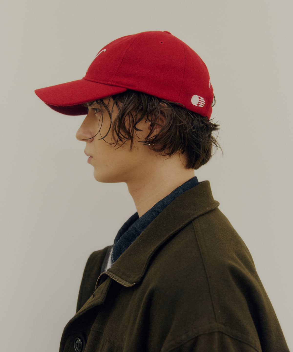트래픽하모니(TRAFFIC HARMONY) WOOL BLEND TH APPLIQUE LOGO DEEP-FIT BALLCAP_RED