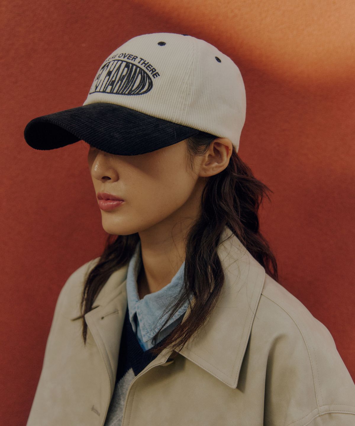 트래픽하모니(TRAFFIC HARMONY) CORDUROY ROUND LOGO DEEP-FIT BALLCAP_BLACK