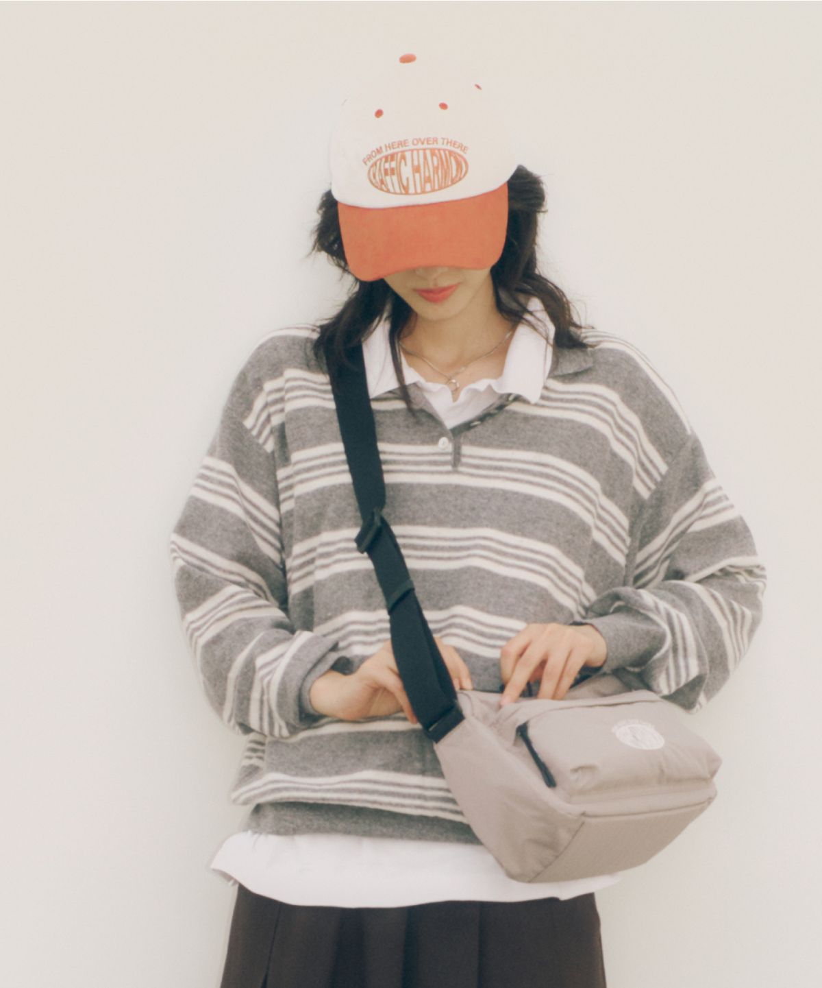 트래픽하모니(TRAFFIC HARMONY) CORDUROY ROUND LOGO DEEP-FIT BALLCAP_ORANGE