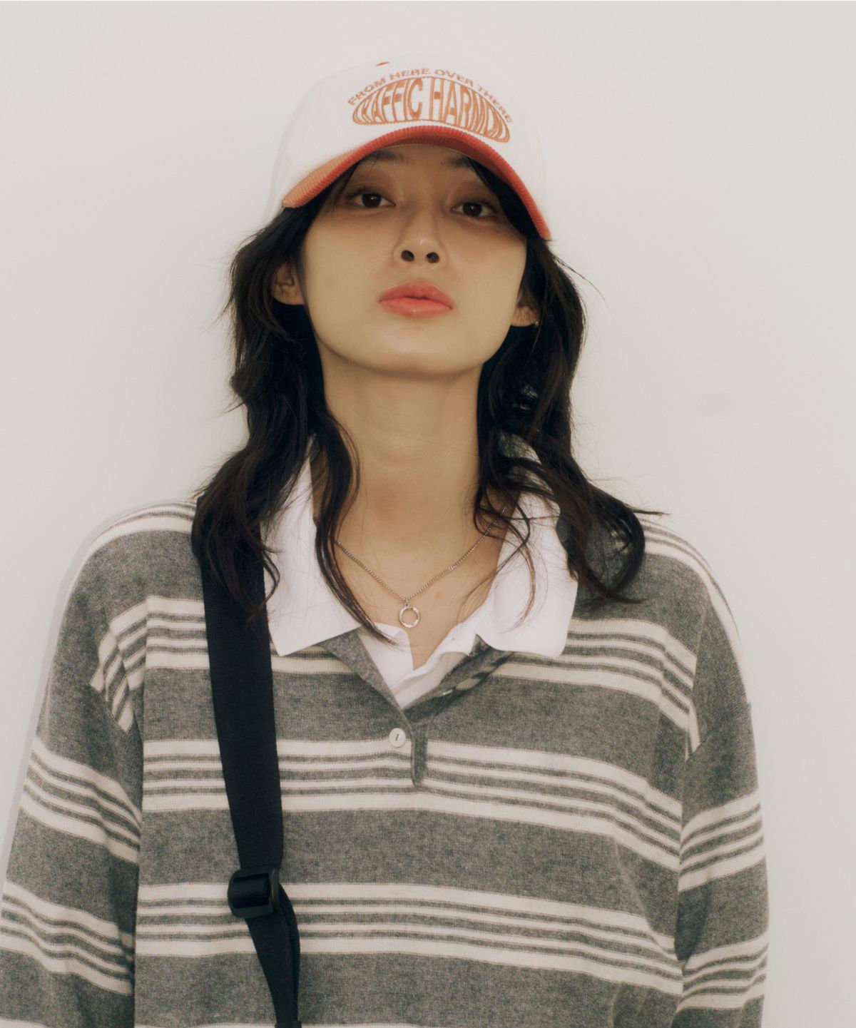 트래픽하모니(TRAFFIC HARMONY) CORDUROY ROUND LOGO DEEP-FIT BALLCAP_ORANGE