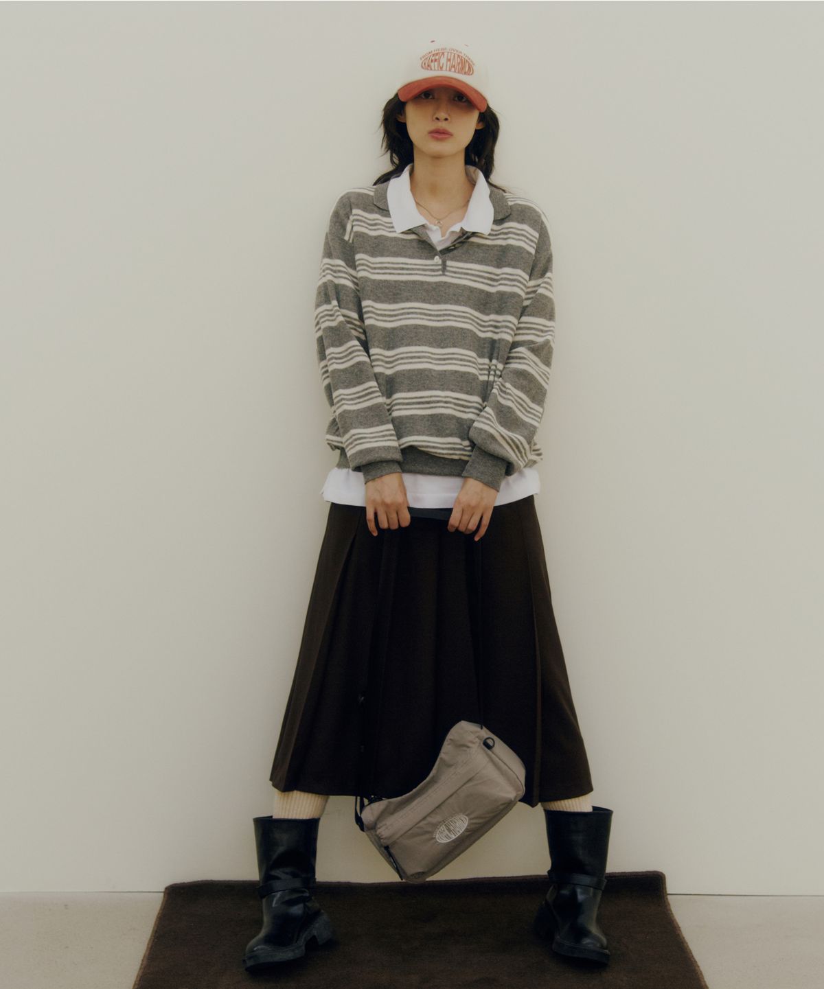 트래픽하모니(TRAFFIC HARMONY) CORDUROY ROUND LOGO DEEP-FIT BALLCAP_ORANGE
