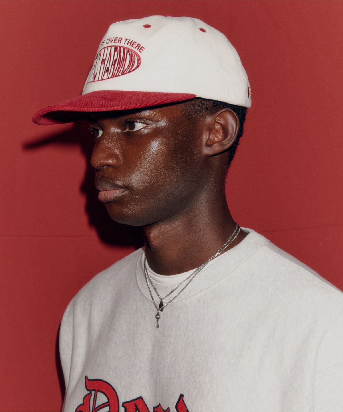 트래픽하모니(TRAFFIC HARMONY) CORDUROY ROUND LOGO DEEP-FIT 5-PANEL CAP_RED