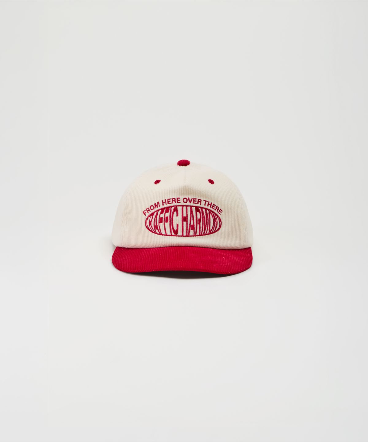 트래픽하모니(TRAFFIC HARMONY) CORDUROY ROUND LOGO DEEP-FIT 5-PANEL CAP_RED