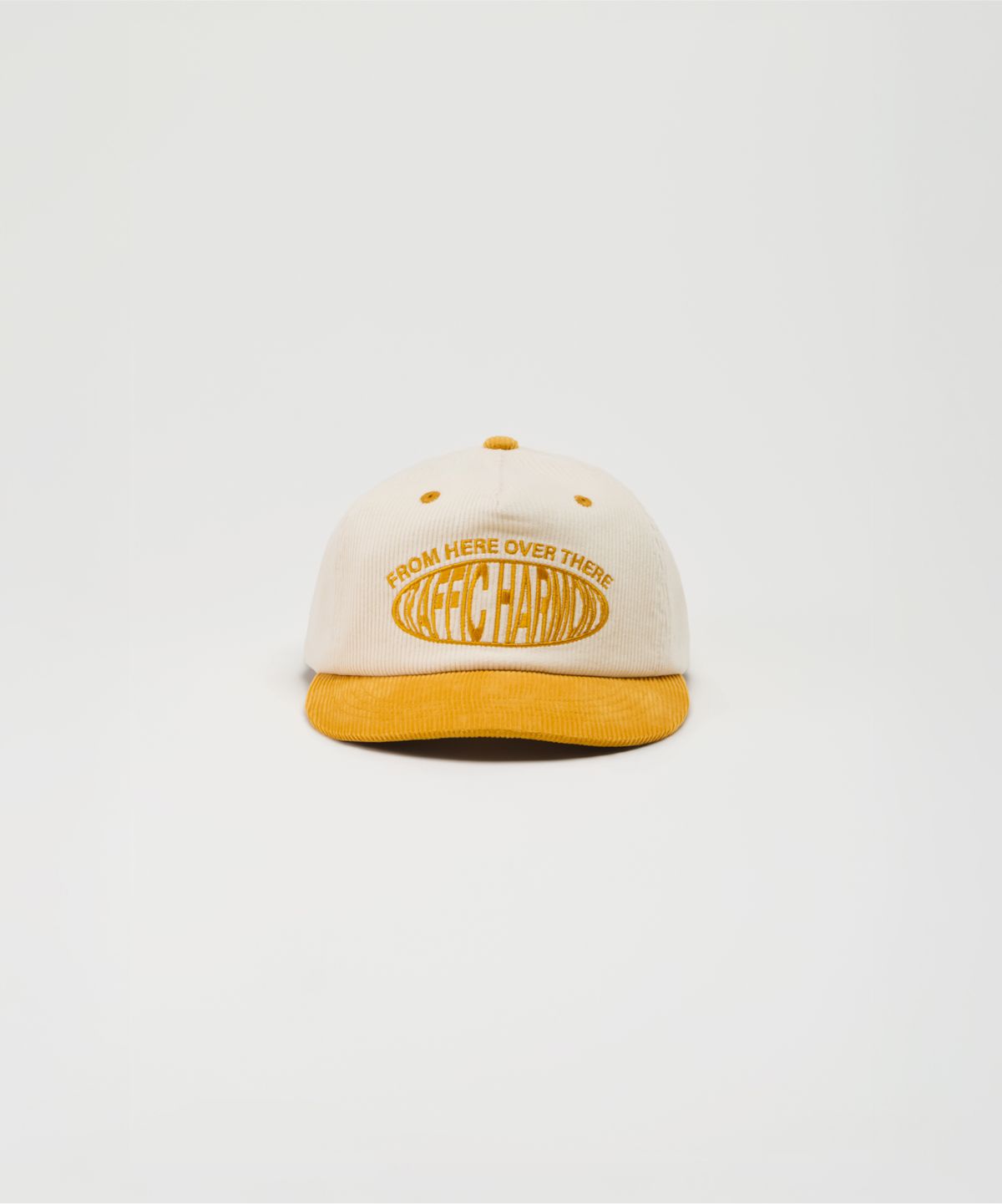 트래픽하모니(TRAFFIC HARMONY) CORDUROY ROUND LOGO DEEP-FIT 5-PANEL CAP_MUSTARD