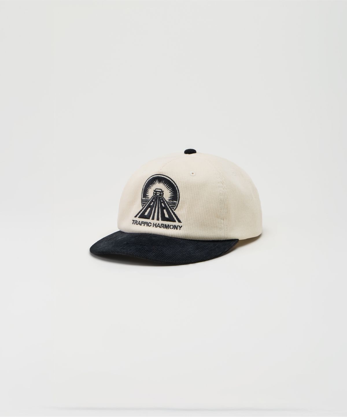 트래픽하모니(TRAFFIC HARMONY) CORDUROY ROUND LOGO DEEP-FIT 5-PANEL CAP_BLACK