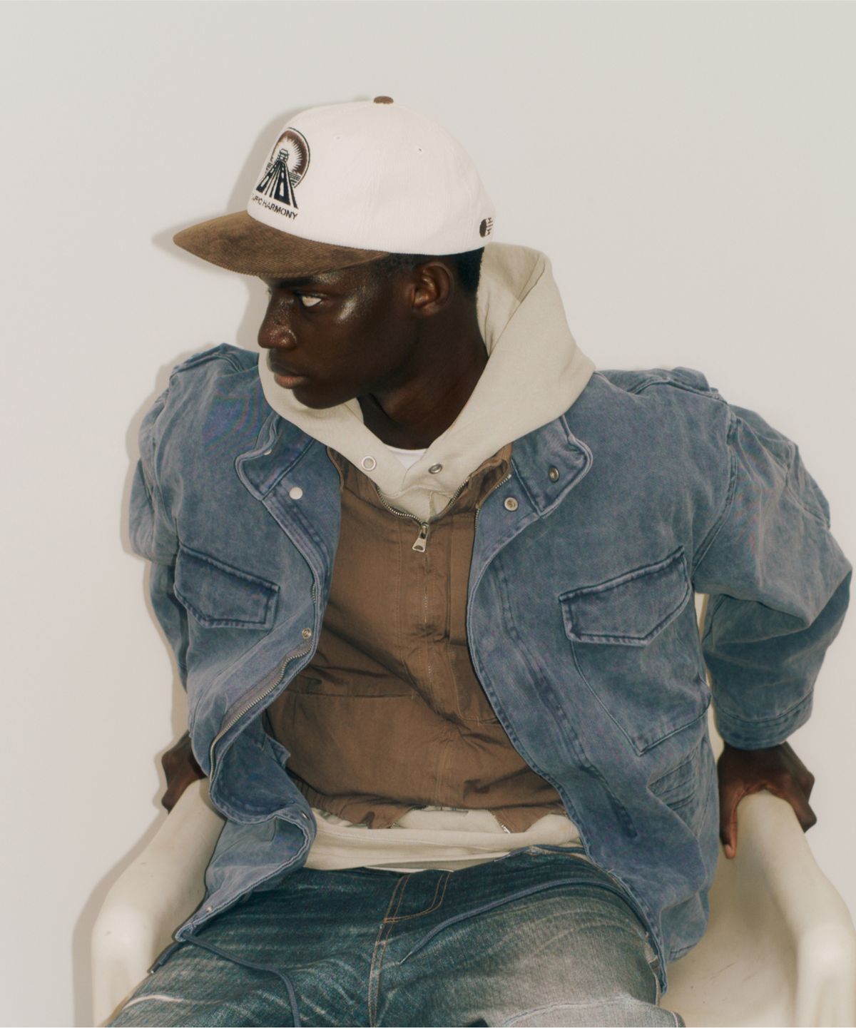 트래픽하모니(TRAFFIC HARMONY) CORDUROY ROUND LOGO DEEP-FIT 5-PANEL CAP_BROWN