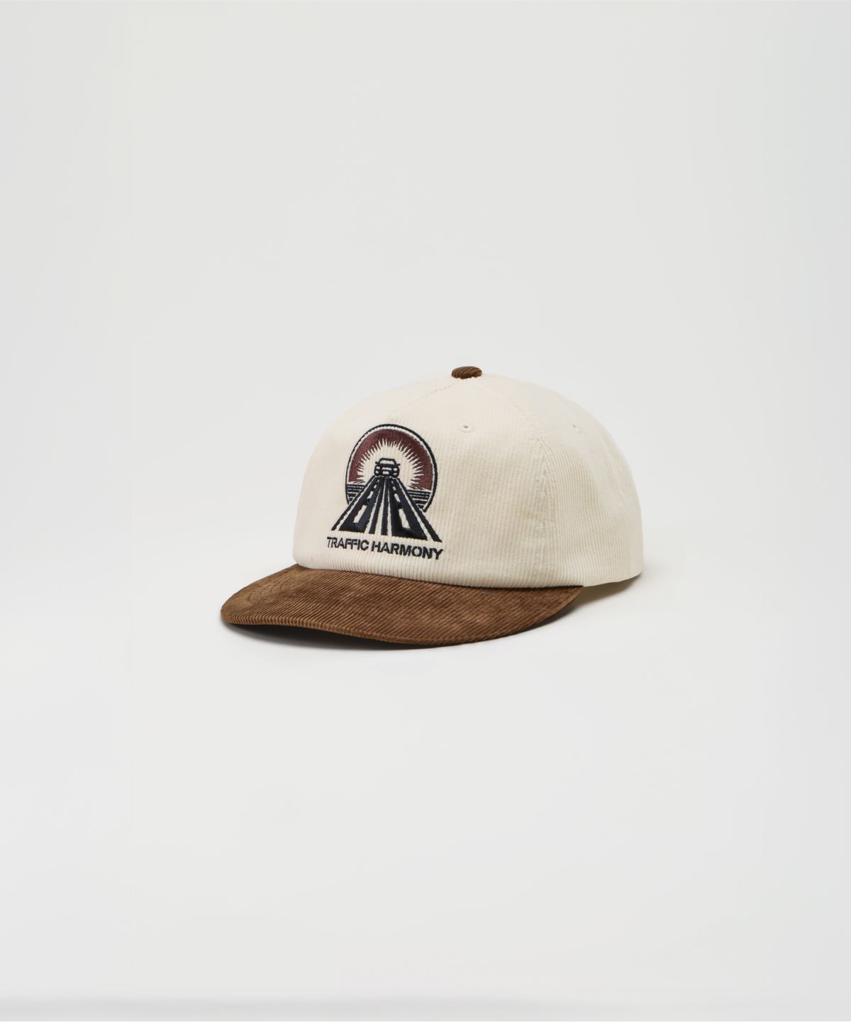 트래픽하모니(TRAFFIC HARMONY) CORDUROY ROUND LOGO DEEP-FIT 5-PANEL CAP_BROWN