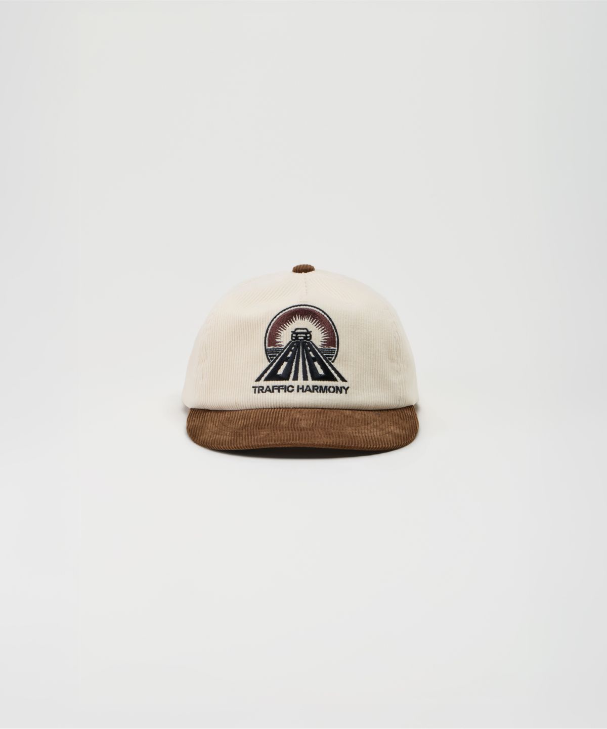 트래픽하모니(TRAFFIC HARMONY) CORDUROY ROUND LOGO DEEP-FIT 5-PANEL CAP_BROWN