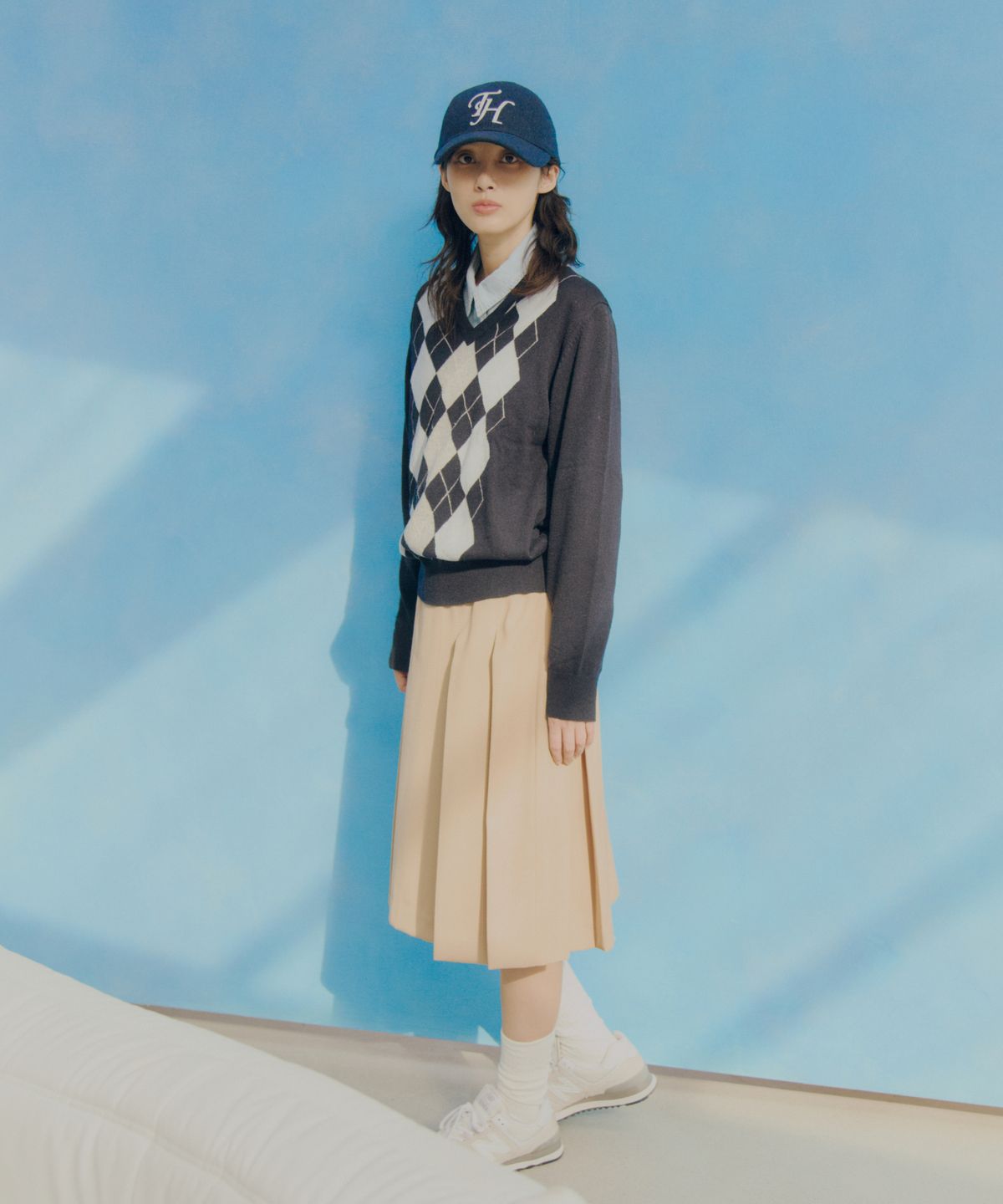 트래픽하모니(TRAFFIC HARMONY) WOOL BLEND TH APPLIQUE LOGO DEEP-FIT BALLCAP_NAVY