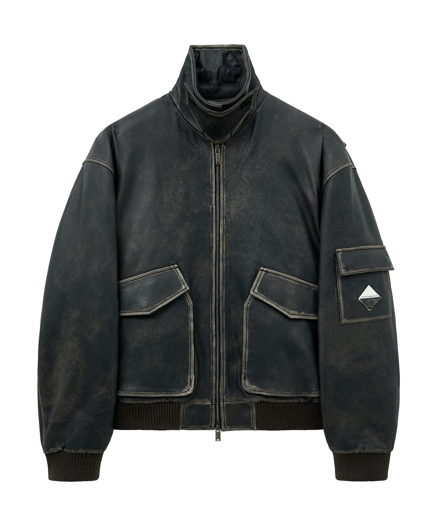 MUSINSA公式 | UNGIMMICK MILITARY FLIGHT LEATHER JACKET (GRAY
