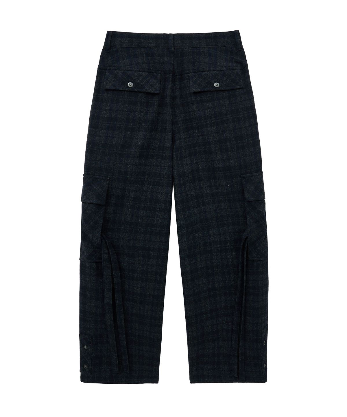언지미크(UNGIMMICK) CHECK WOOL CARGO PANTS (NAVY)