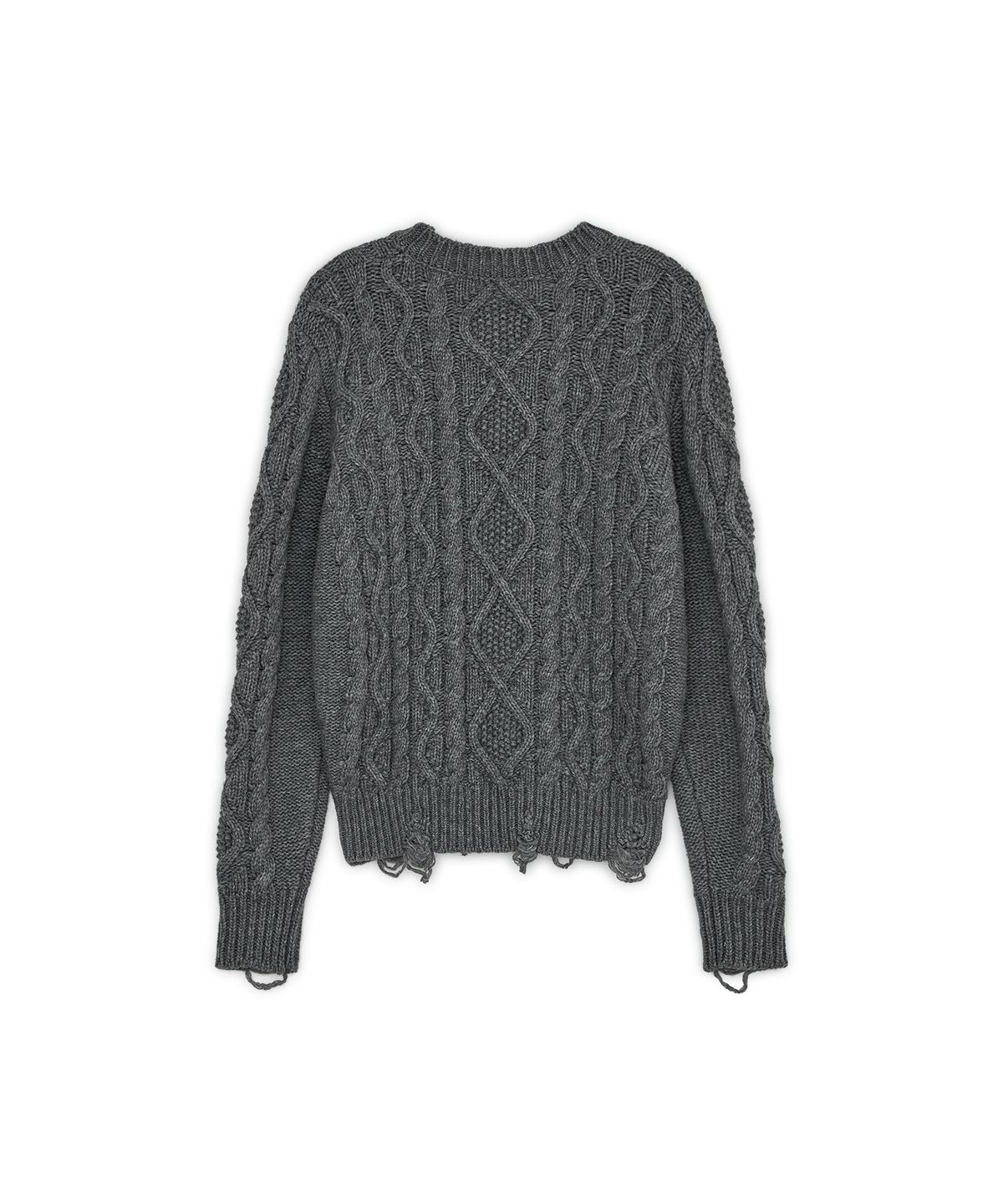썬번프로젝트(SUNBURNPROJECT) Damaged Cable Wool Knit, CHARCOAL