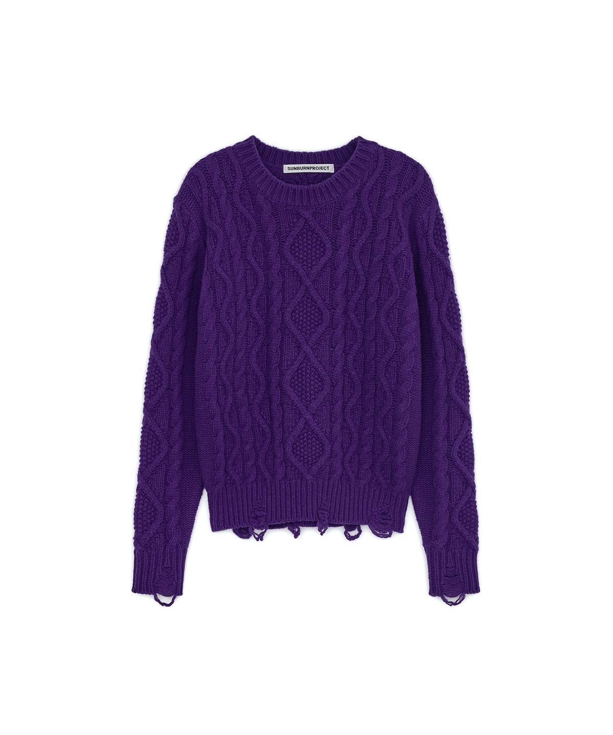 썬번프로젝트(SUNBURNPROJECT) Damaged Cable Wool Knit, PURPLE