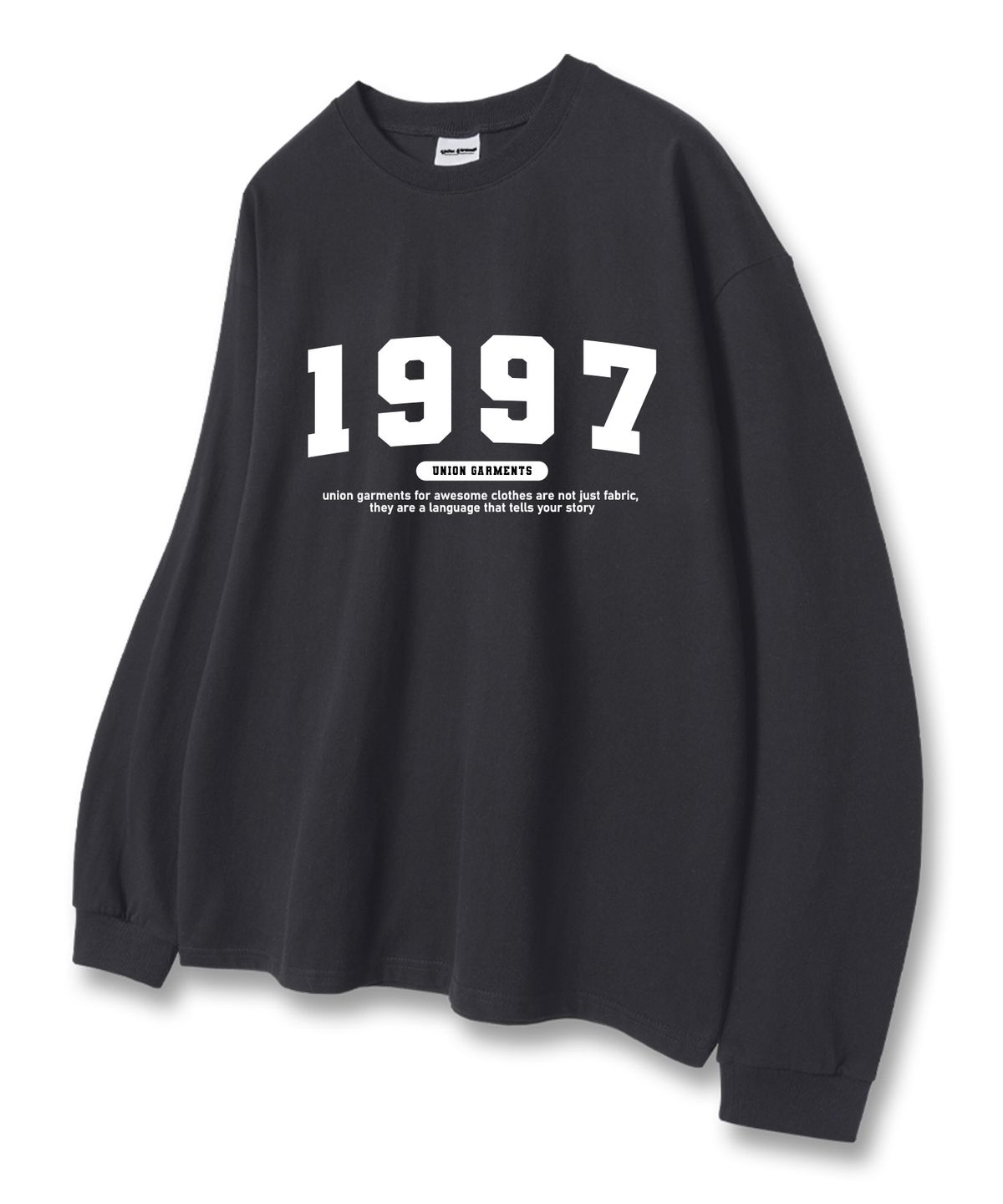 유니온가먼츠(UNION GARMENTS) 1997넘버로고 루즈핏 긴팔 티셔츠 다크그레이 [베이직or시보리]