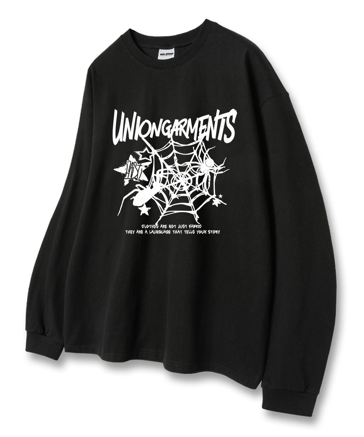 유니온가먼츠(UNION GARMENTS) 스파이더 루즈핏 긴팔 티셔츠 블랙 [베이직or시보리]