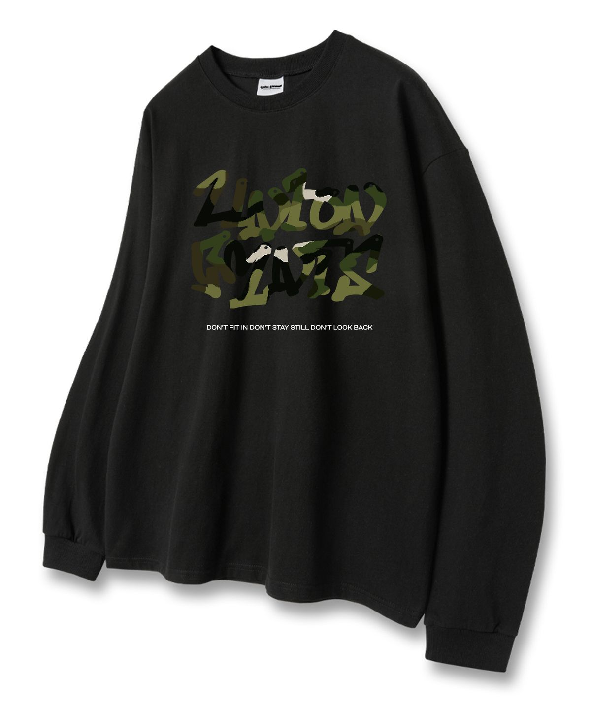 유니온가먼츠(UNION GARMENTS) 밀리메리아로고 루즈핏 긴팔 티셔츠 블랙 [베이직or시보리]